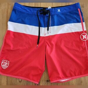 Men's USMNT USA Soccer Bomb Pop Hurley Board Shorts Swim Trunks Size 33